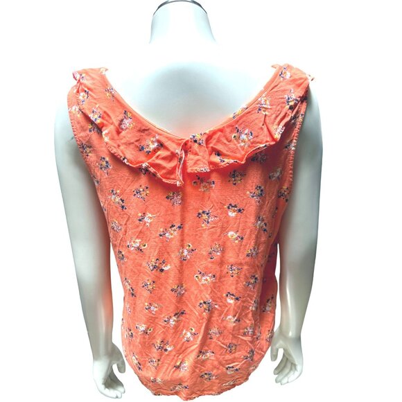 Copper Key Juniors Sleeveless Top Small All Rayon Floral Print Ruffle Neck - Picture 3 of 9